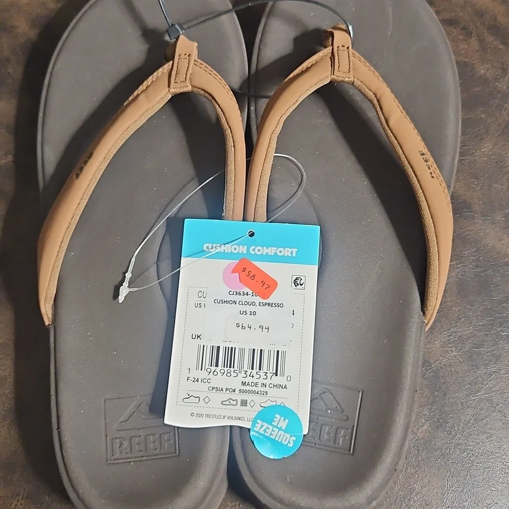 Reef Women's Cushion Cloud Flip Flop: ESPRESSO: NEW WITH TAGS: SIZE 10
